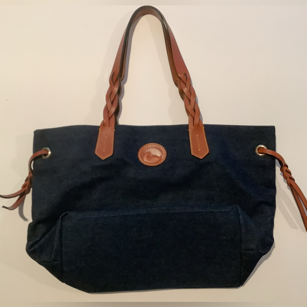 Dooney And Bourke Denim & Leather Shopper Bag - Picture 3 of 6